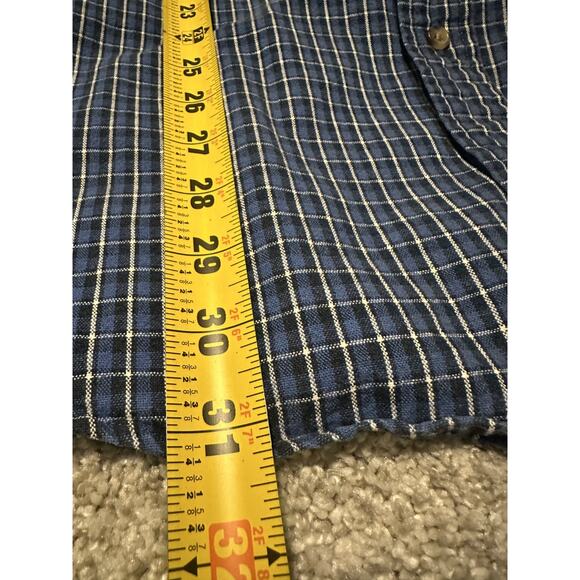 Eddie Bauer Men’s XL Tall Button Down Shirt Blue Plaid Long Sleeve 100% Cotton - Picture 3 of 5